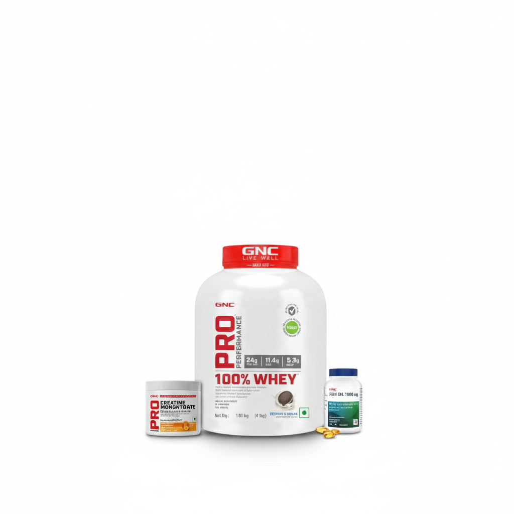 GNC WHEY PROTEIN-2KG|GNC CREATINE-100G|GNC FISH OIL COMBO
