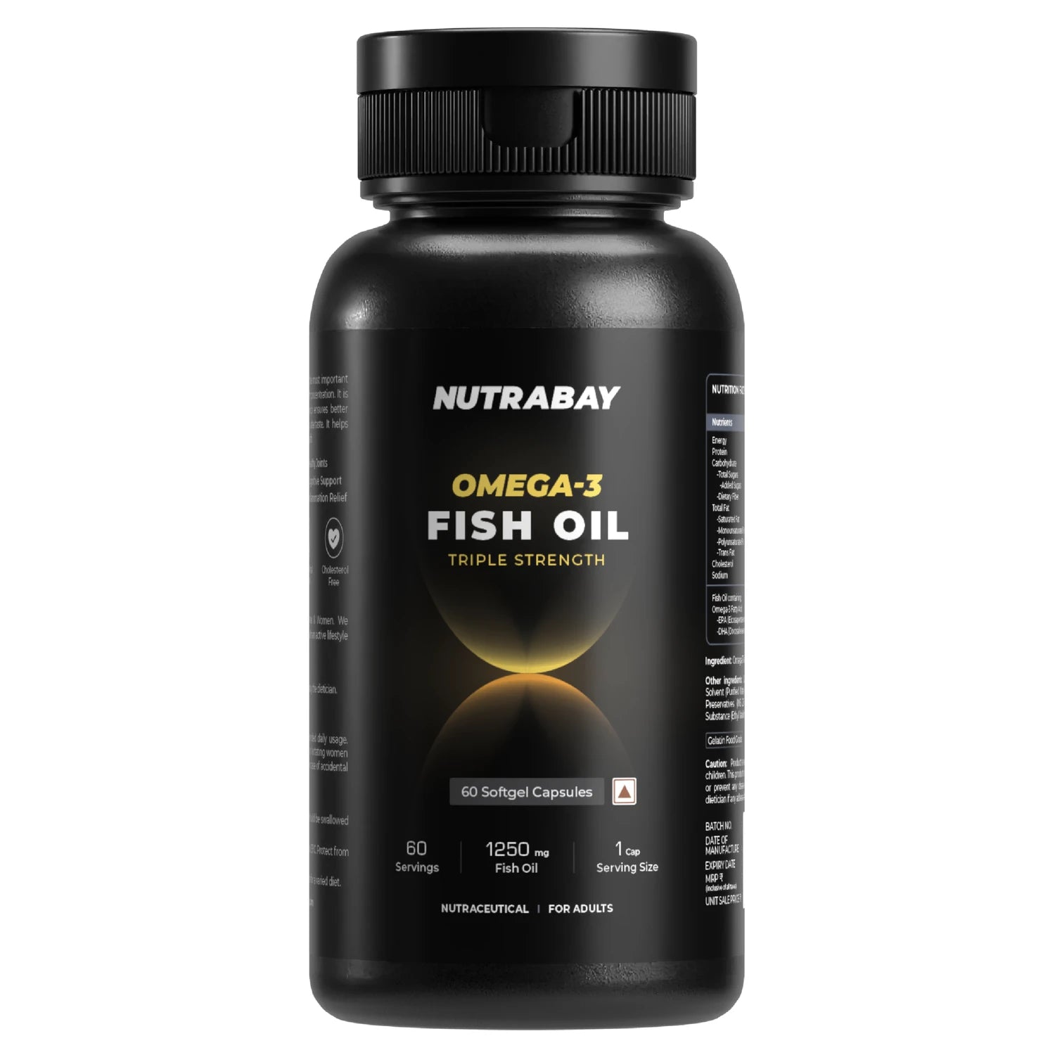 Nutrabay Pro Fish Oil Omega 3 (Triple Strength) - 1250mg - 60 Caps