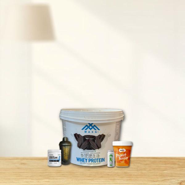 MAXN 4.54KG|WELLX PEANUT BUTTER 500G|WELLCORE CREATINE 100G|MAXN ZMA|FREE SHAKER COMBO