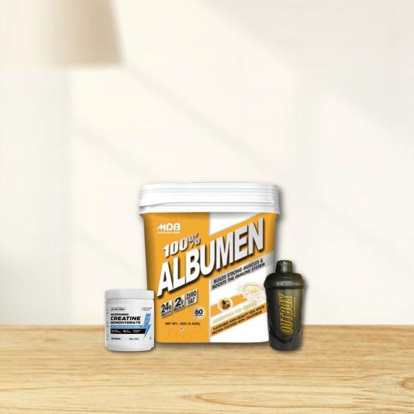 MDB EGG ALBUMEN 2KG| WELLCORE CREATINE 100G| FREE SHAKER COMBO