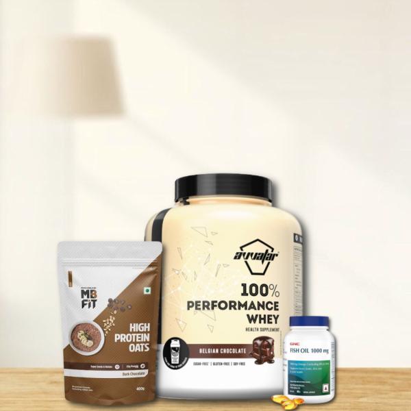 AVVATAR PERFORMANCE WHEY 2KG| MB FIT OATS| GNC FISH OIL COMBO