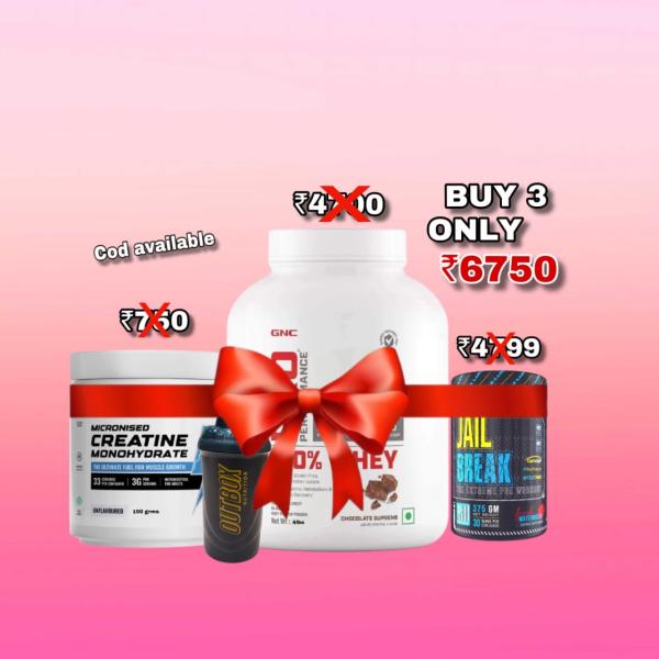 Gnc pro performance whey 4lbs | Wellcore creatine 100g | Jail Break pre workout 375 g | Free Shaker