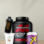 Muscle Tech Whey 1.81kg | Health Farm Preworkout | Steadfast peanut Butter | Free Shaker Combo